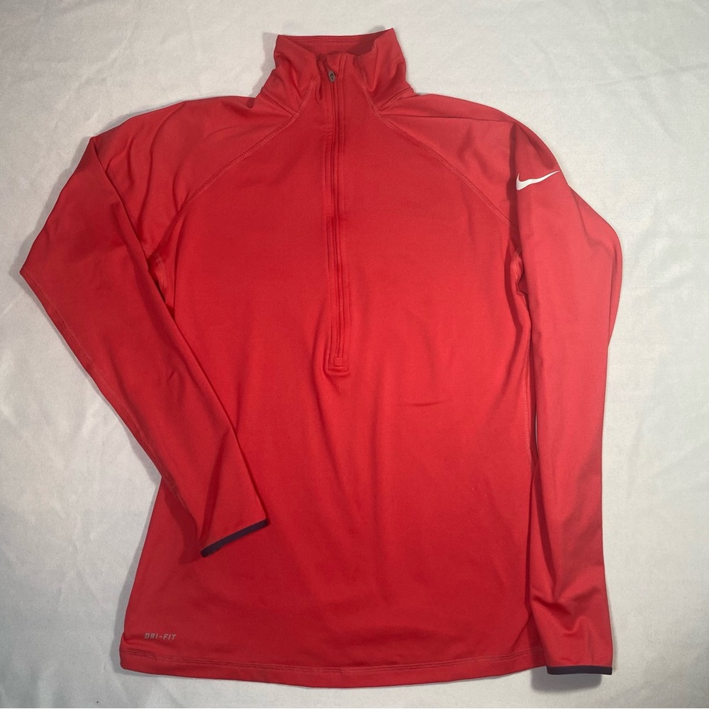 Nike Pro Sweatshirt Womens Large Half Zip Pullover Red